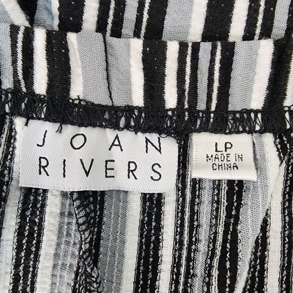 Joan Rivers Petite Womens Cropped Pants Size LP Pull On Striped Black Gray Wide - Picture 6 of 8